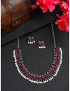 YouBella Jewellery Oxidised Silver Necklace Jewellery Set with Earrings for Girls and Women (Red) (YBNK_50524)